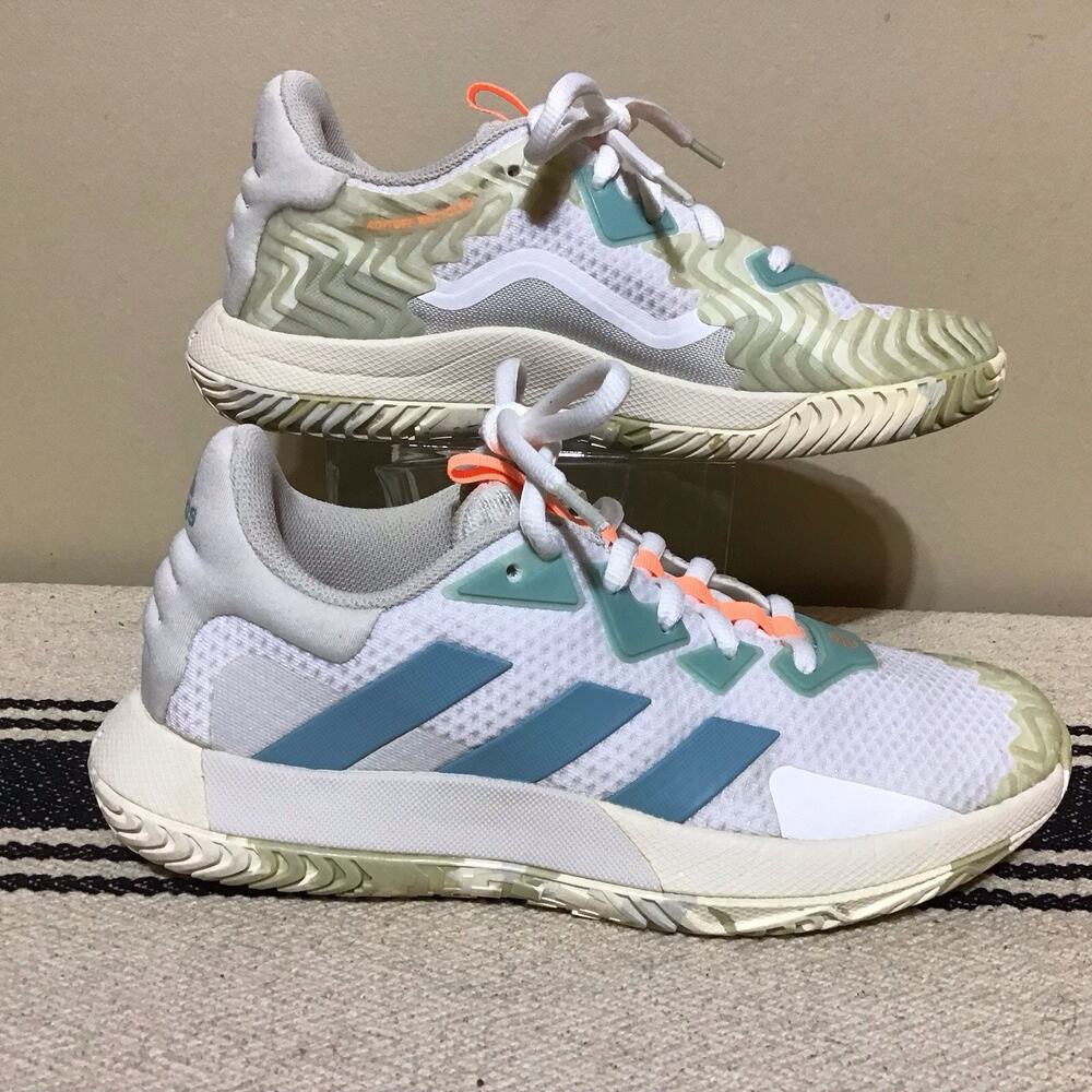 adidas SoleMatch Tennis Shoes Women Sneaker Sz 8 White Blue(Light Use) #A GY7001